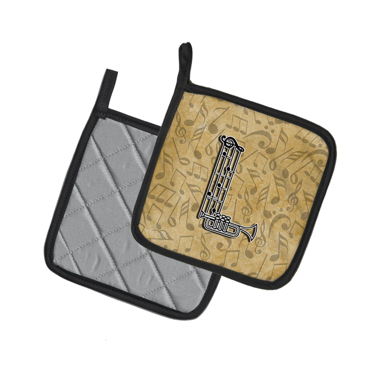 Letter L Musical Instrument Alphabet Pair of Pot Holders