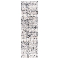 SAFAVIEH Fontana Daphne Block Shag Runner Rug, Ivory/Grey, 2'3" x 8'