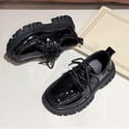 thumbnail image 3 of Girls Platform Loafers Slip On Chunky Shoes with Non-Slip Sole Round Toe School Uniform Dress Shoes Black 32, 3 of 6