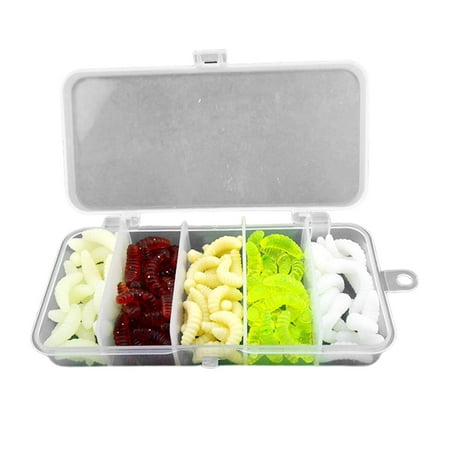 100x Fishing Set with Tackle Box saltwater and freshwater Soft Silicone Worms Crank for Trout Bass Salmon