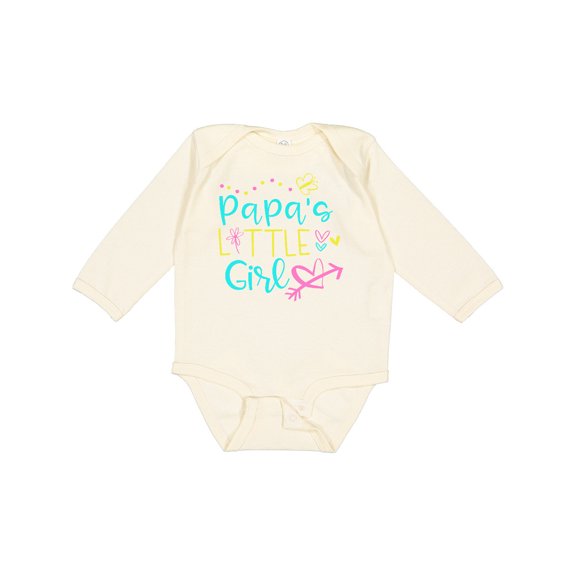 Inktastic Papa's Little Girl with Hearts Flower and Butterfly Girls Long Sleeve Baby Bodysuit