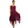 thumbnail image 5 of Sakkas Lady Mary Jacquard Corset Style Bodice Lightweight Handkerchief Hem Dress - Wine - One Size, 5 of 5