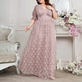 thumbnail image 4 of Formal Evening Dresses for Women Plus Size Chiffon Puff Sleeve High Waist Lace Dresses Elegant Long Maxi Prom Gowns Pink, 2XL, 4 of 7