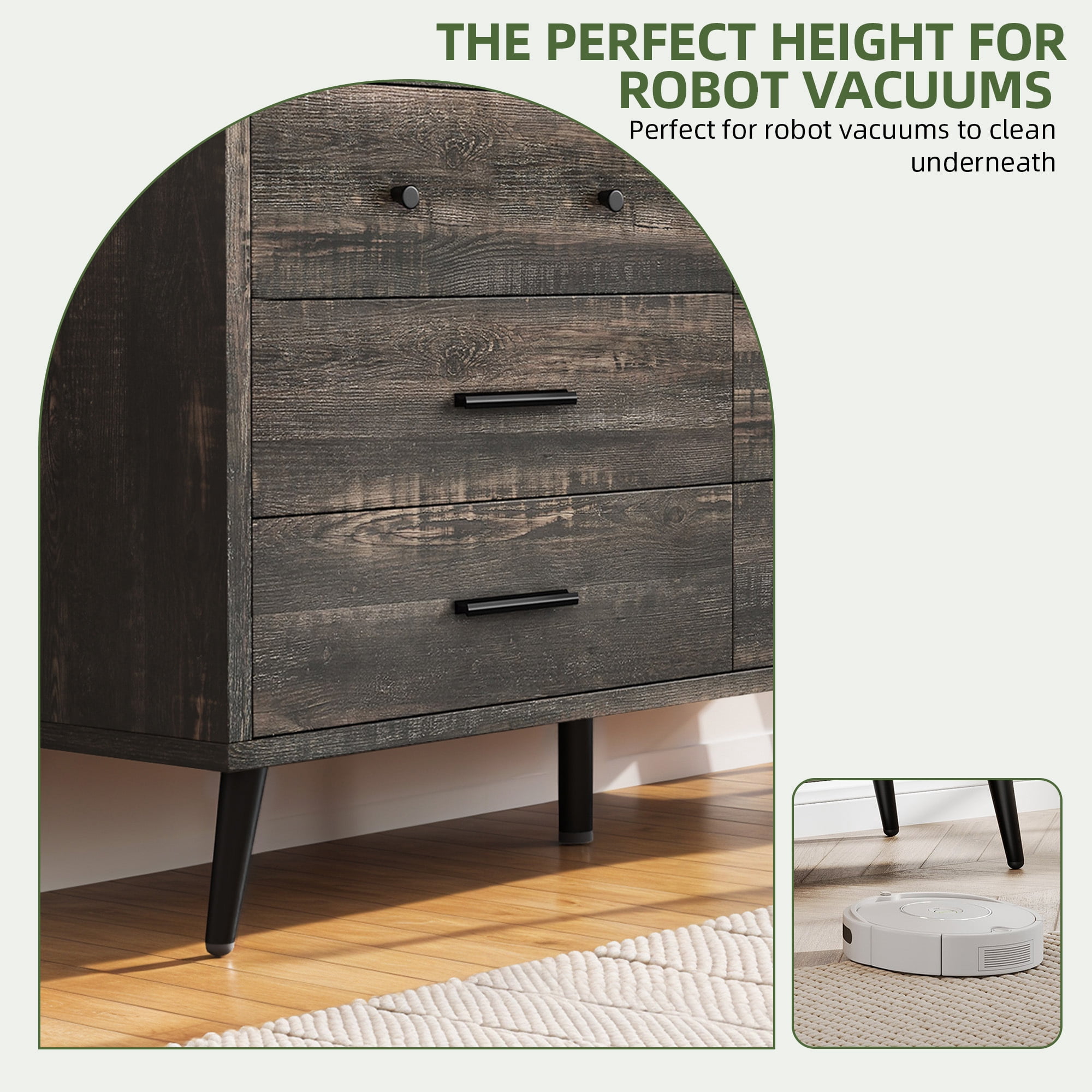 Uforic 6-Drawer Horizontal Dresser for , Wood Chest of Drawers, Dark Oak