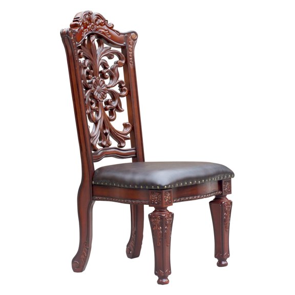 Cherry Brown Combination - Tapered Legs with Floral Design - Dining Room Place - Comfortable and Decorative Side Chairs