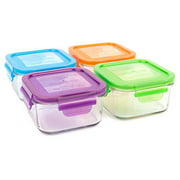 Wean Green Glass Food Storage Containers, Lunch Cube 16 Ounces, Garden Pack (4 Pack)