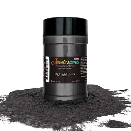 - U.S. Art Supply Jewelescent Midnight Black Mica Pearl Powder Pigment, 2 oz (57g) Bottle - Non-Toxic Metallic Color Dye