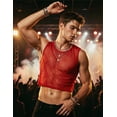 thumbnail image 4 of Men's Sexy Sheer Mesh Crop Top, Breathable See-Through Sleeveless Tank Top for Clubwear Music Festival Party, Men's Stylish Nightout Rave Vest Red XL, 4 of 7