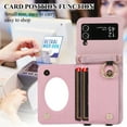 thumbnail image 6 of Allytechgroup Stylish Wallet Phone Case for Samsung Galaxy Z Flip 4 5G, Crossbody Shoulder Strap Make-up Mirror Ring Holder Stand Card Holders Shockproof Case for Girls Women, Purple, 6 of 7