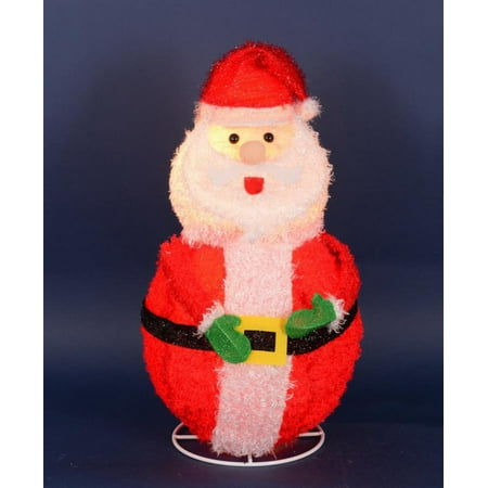 24" Lighted 3-D Chenille Jolly Santa Claus Outdoor Christmas Decoration