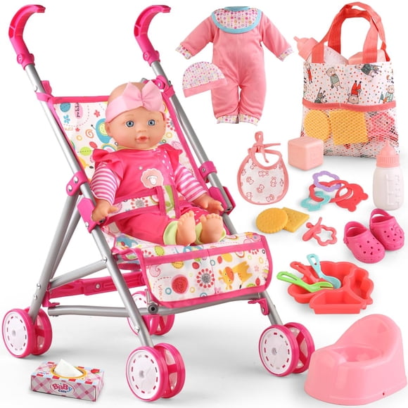 Set de cochecito Baby Doll YIYBM con muñeca de 12,5 pulgadas y accesorios