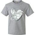 thumbnail image 3 of Inktastic Lung Cancer Awareness White Ribbon Around Heart Youth T-Shirt, 3 of 5
