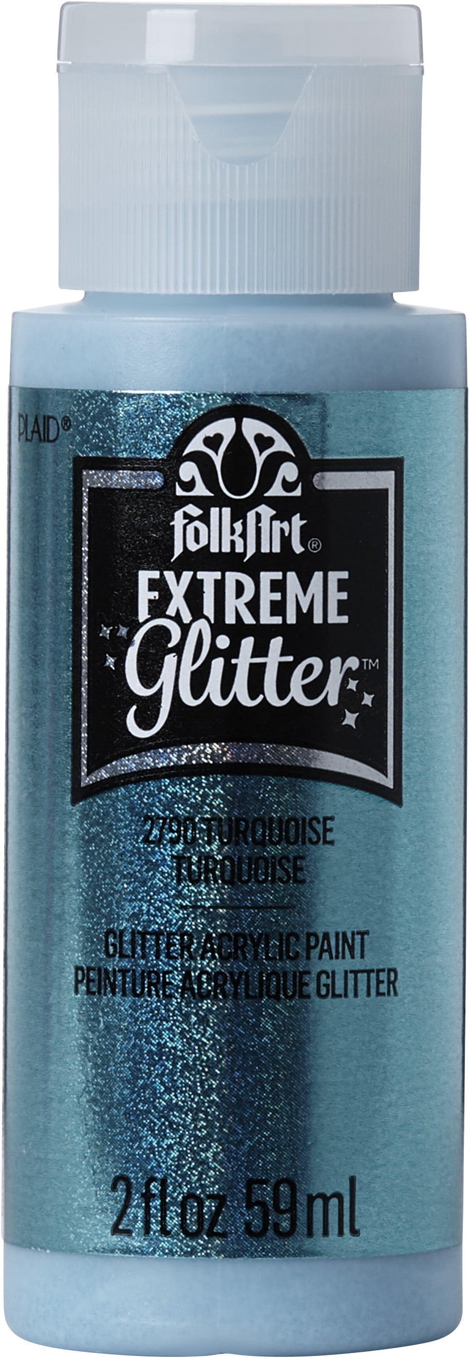 FolkArt Extreme Glitter Acrylic Craft Paint, Glitter Finish, Turquoise, 2 fl oz