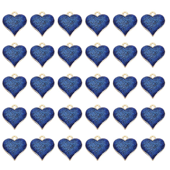 Uxcell Enamel Pendants, 30 Pack Heart Shape Mini Pendant for Jewelry Making DIY, Blue