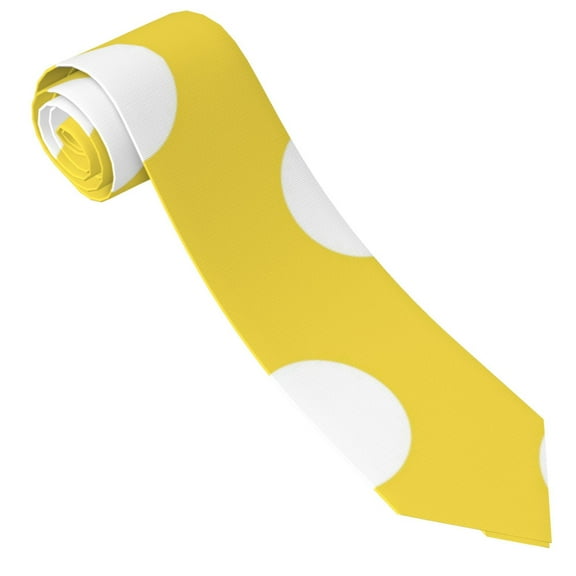 Gaeub Yellow And White Polka Dot Men's Classic Woven Jacquard Necktie Perfect for Weddings & Parties
