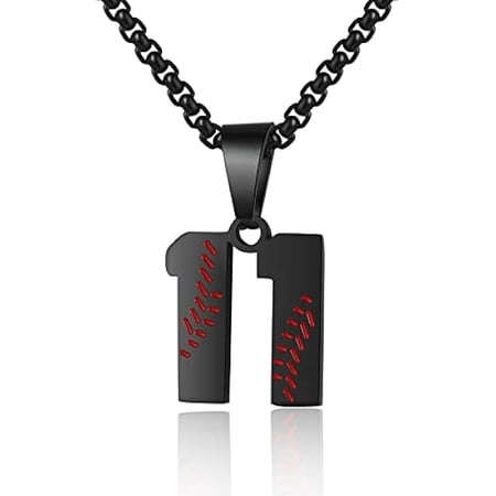LYH Baseball Number Necklace - Stainless Steel Chain Pendant for Men Athletes 00-99 Jersey Number Gift