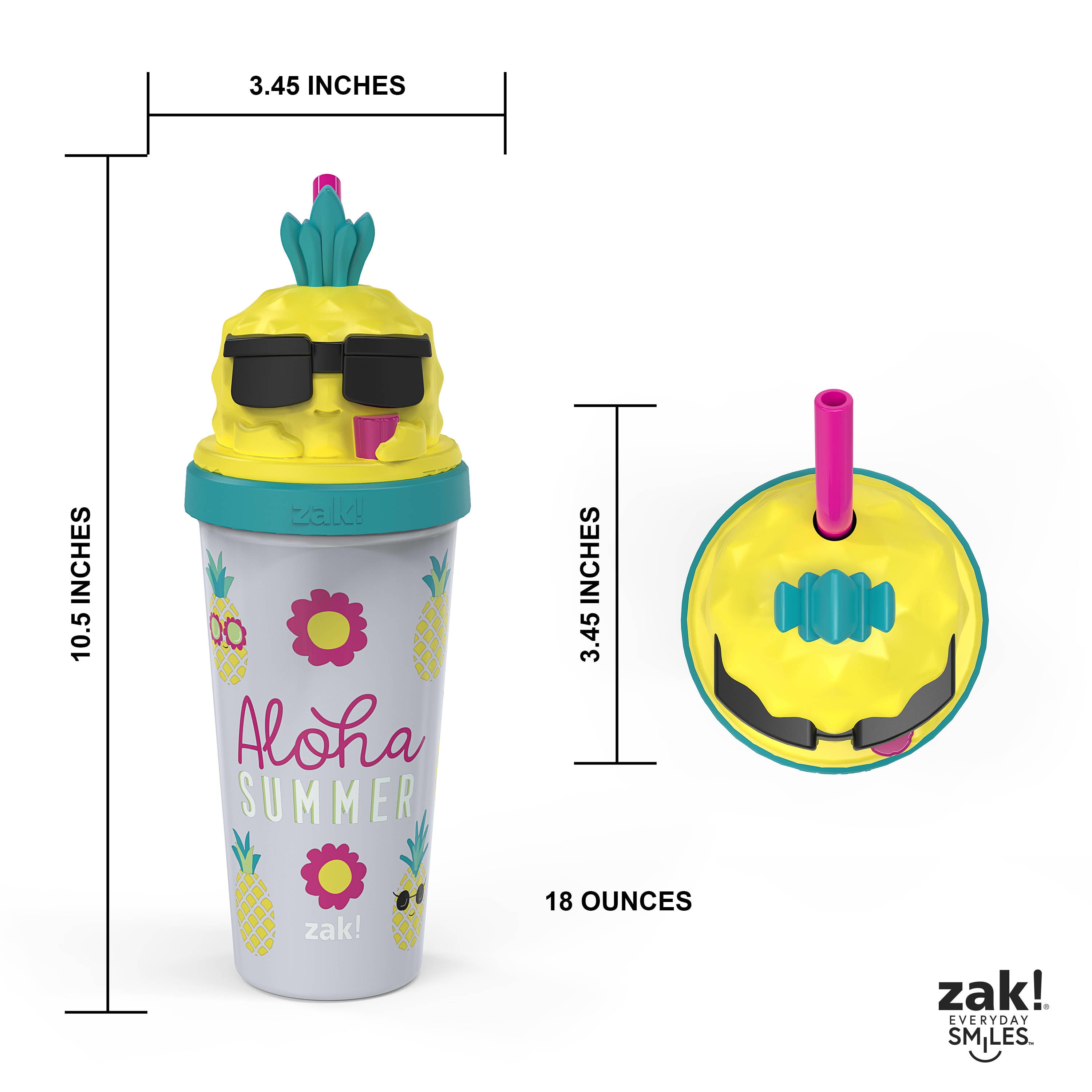 Zak Designs Summer Pool Party 18 Ounce Reusable Plastic Tumbler