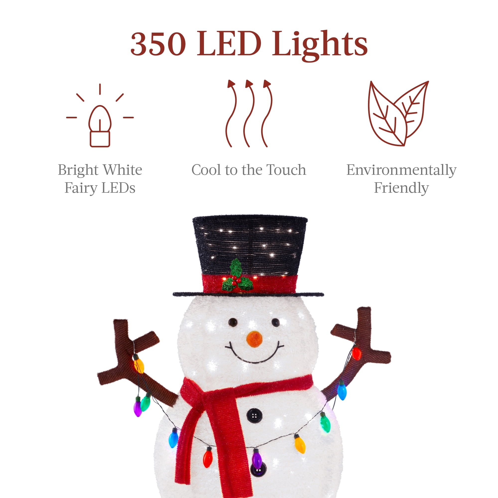5ft Lighted Pop-Up Snowman, Outdoor Christmas Decor w/ 200
