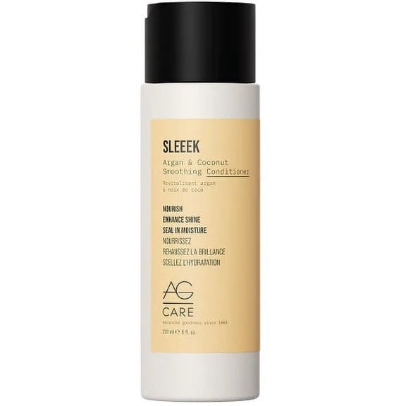 8 oz , AG Sleek Argan & Coconut Smoothing Conditioner hair beauty, Pack of 1 w/ Sleekshop Pink Comb