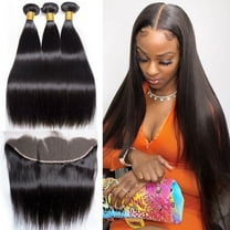 Bone Straight Human Hair Bundles 13×4 Lace Frontal Closure 100% Human Hair Weave Brazilian Straight Remy Human Hair Extensions