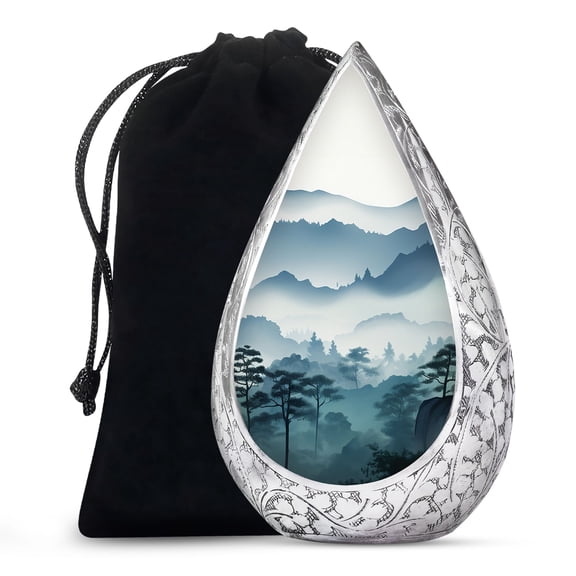 JAGSHASHI Wilderness - Burial Urns For Ashes Large - Urn Decorations - Large Burial Urn - Memorial Urns For Human Ashes - Adult Cremation Urns - Metal Urn For Mom & Dad - 10 Inch - Large