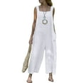 thumbnail image 4 of NMMUED Linen Jumpsuits for Women Sleeveless Jumpsuits for Women Travel Jumpsuits for Women One Piece Jumpsuits for Women Flowy Jumpsuits for Women, White S, 4 of 9