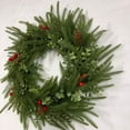 thumbnail image 6 of Cinvoph 18" Artificial Norfolk Wreath Faux Christmas Wreaths for Front Door,Faux Pine Green Wreath for Home, Holiday, Fireplace, Mantle,Wall, Windows, Xmas, Outdoor Decoration, 6 of 8
