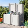 thumbnail image 4 of Gymax Deck Box Patio Container w/ Lockable Lid Weatherproof Plastic Storage Bin Gray & White, 4 of 9