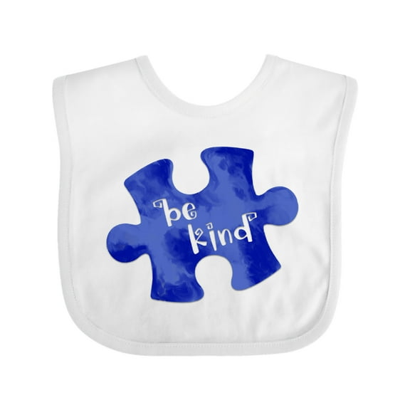 Inktastic Autism Awareness Be Kind Dark Blue Puzzle Piece Boys or Girls Baby Bib