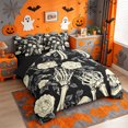 thumbnail image 2 of Homewish Dark Halloween Skeleton 7-Piece Twin Bedding,Vintage Rose Pattern Bedding Comforter Set,Black Cream,Black Reversible, 2 of 8