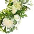 thumbnail image 4 of Northlight Hydrangea and Ranunculus Artificial Floral Eucalyptus Wreath - 23" - Cream and Green, 4 of 9
