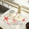 thumbnail image 2 of Yayeee Dish Drying Mat for Kitchen Counter 18" x 24" Microfiber Super Absorbent Coffee Decorative Pad, Light Red Starfish, 2 of 9