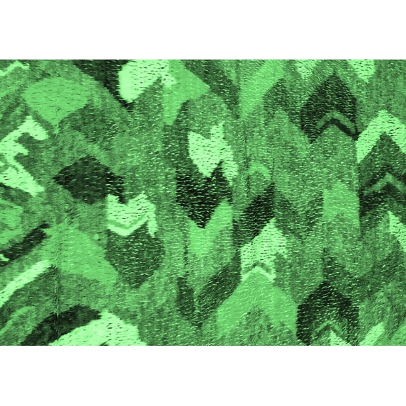 Ahgly Company Indoor Rectangle Abstract Emerald Green Modern Area Rugs, 2' x 4'