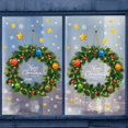 thumbnail image 1 of Corona de Navidad se adhiere a la ventana, 2 piezas de corona verde con adornos y pegatinas de ventana con diseño de frutas, pegatinas de ventana impresas con copos de nieve, decoración navideña JAMW Sencillez, 1 of 5