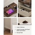 thumbnail image 6 of Joyyskill Farmhouse End Table with 2 Drawers Set of 2, Wooden Nightstand with Open Storage Cable Hole Freestanding Wide Bedside Table, Rustic White and Honey Brown, 6 of 7