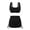 Black-1, variant on Women's 2 Piece High Waisted Bikini Set Square Neck Ruched Bust Swimsuit with Drawstring Skirt Bathing Suit,Black,L