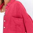 thumbnail image 5 of Ashirexll Denim Jacket for Women Casual Washed Worn Hole Loose Oversized Denim Jacket Long Sleeve Jacket Red L, 5 of 5