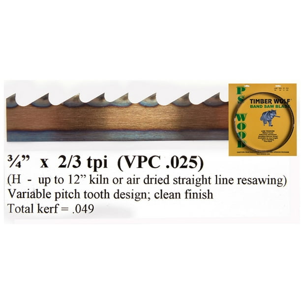 Timber Wolf Bandsaw Blade 111" x 3/4" x 2/3 TPI Very Positive Claw