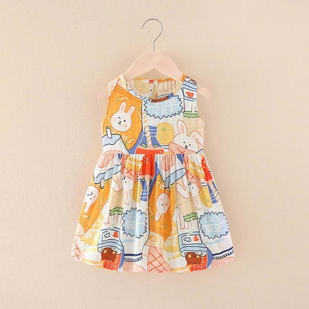 

New Year New You 2022! on Clearance Hesxuno Summer Toddler Baby Girls Sleeveless Dress Graphic Print Childrens Clothing Baby Girl Gifts