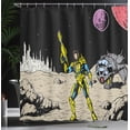 thumbnail image 3 of Ambesonne Alien Trip Shower Curtain, Sci-Fi Retro Comic Hero, 69"Wx70"L, Black Pale Sepia Yellow, 3 of 4
