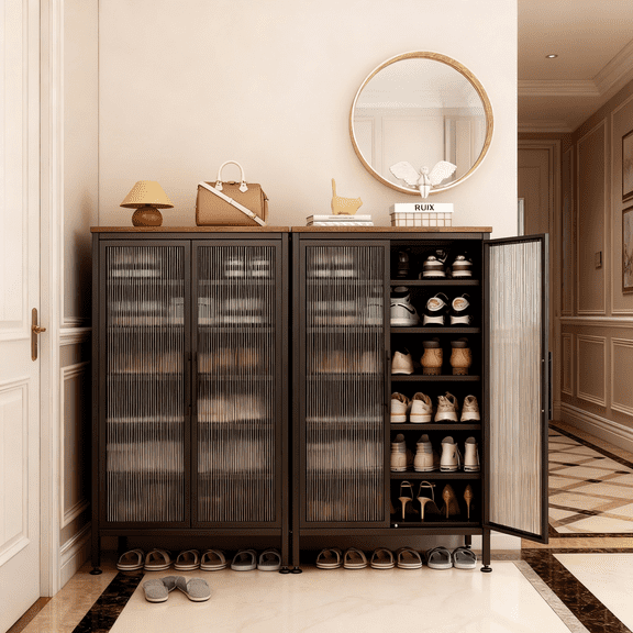 Innovaze Multi-Functional Storage Cabinet with 6 Adjustable Shelves, Shoe Cabinet Organizer for Entryway, Living Room or Office