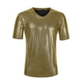 thumbnail image 5 of Lars Amadeus Men's Metallic Shiny Nightclub Short Sleeve Party Disco T-Shirt, 5 of 6