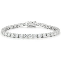 925 Italian Sterling Silver 5mm Tennis Bracelet, Iced Out Round Cut CZ Cubic Zirconia Rhodium Plated Link Chain, Giorgio Bergamo 7