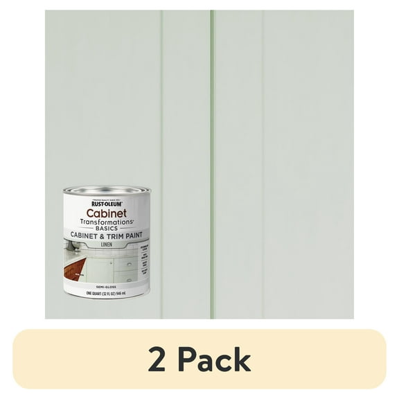 (2 pack) Linen, Rust-Oleum Transformations Semi-Gloss Cabinet & Trim Paint, Quart, 4 Pack
