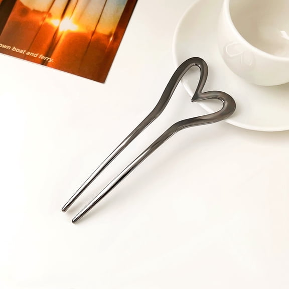 QIQUWOHUL Gold Metal U Shaped Hair Pins Large French Hair Pin Heart Hair Sticks Hairpin Vintage Hair Sticks Hairstyle Chignon For Women Girls