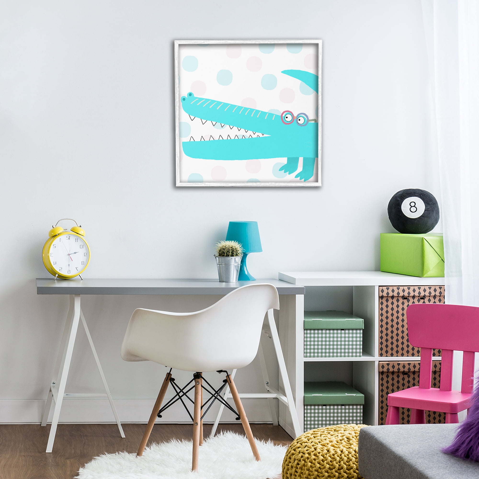 Stupell Industries Electric Blue Crocodile White Framed Giclee Art, design by Carla Daly