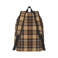thumbnail image 2 of Naloa khaki coffee plaid Canvas Backpack for Men Women Rucksack Casual Travel Daypack College Tote Satchel Bookbag for Teens-Small, 2 of 7