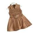thumbnail image 2 of LYMAYTER ‌‌‌‌‌‌‌2-10Y Toddler Girls Baby Denim Shirt Dress Collared Neck Sleeveless Button Up Belted A-Line Swing, 2 of 8