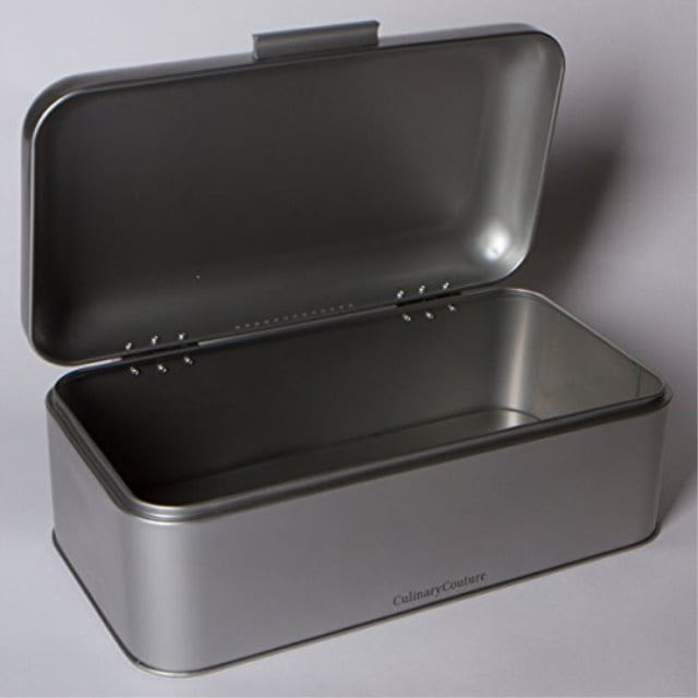 Large Silver Bread Box Powder Coated Silver Paint Countertop