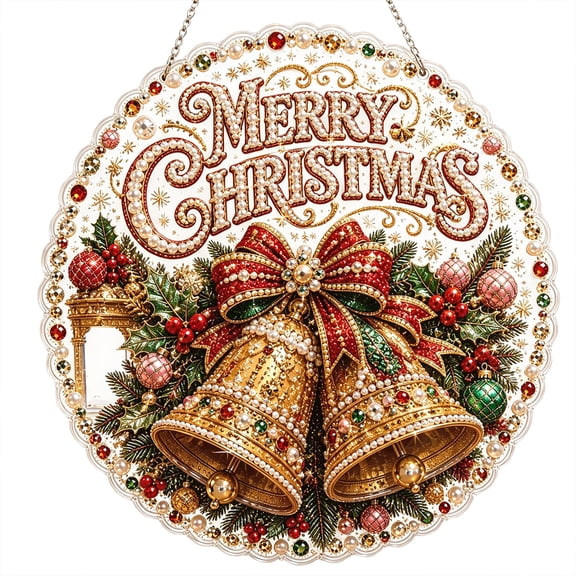 Christmas DIY Pearl Diamond Painting Kit with Frame 3D Diamond Art Craft Set for Adults Beginners Gemstone Bead Embroidery DIY Wall Decor Home Decoration Gift,001-Christmas Bell